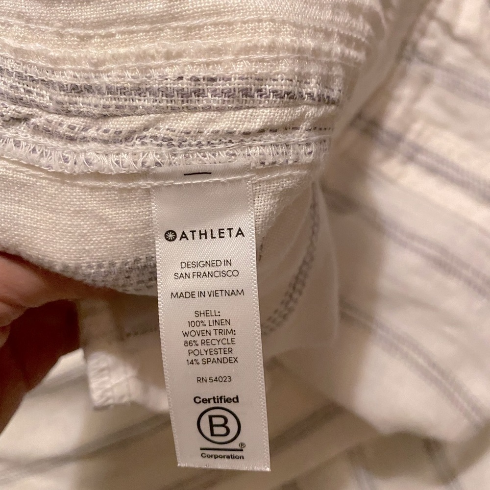 Athleta Cream and Gray Wide Leg Linen-Blend Pants - Picture 4 of 5